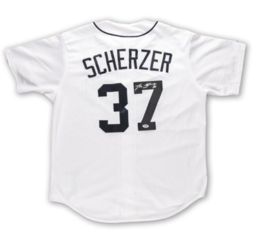 Lot of (2) Max Scherzer Signed Detroit Tigers Home Replica Jerseys